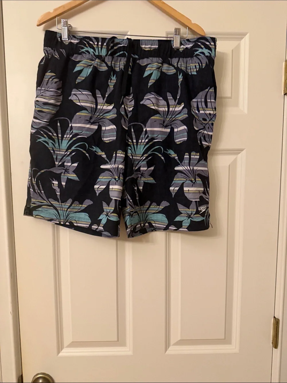 Speedo Black Floral Print Men’s Swim Trunks